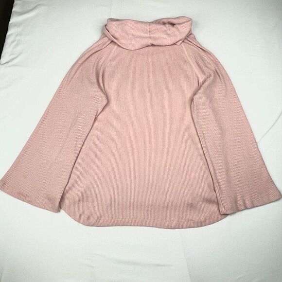 Anthropologie Maeve Ribbed Pink Turtleneck Top - Picture 4 of 10